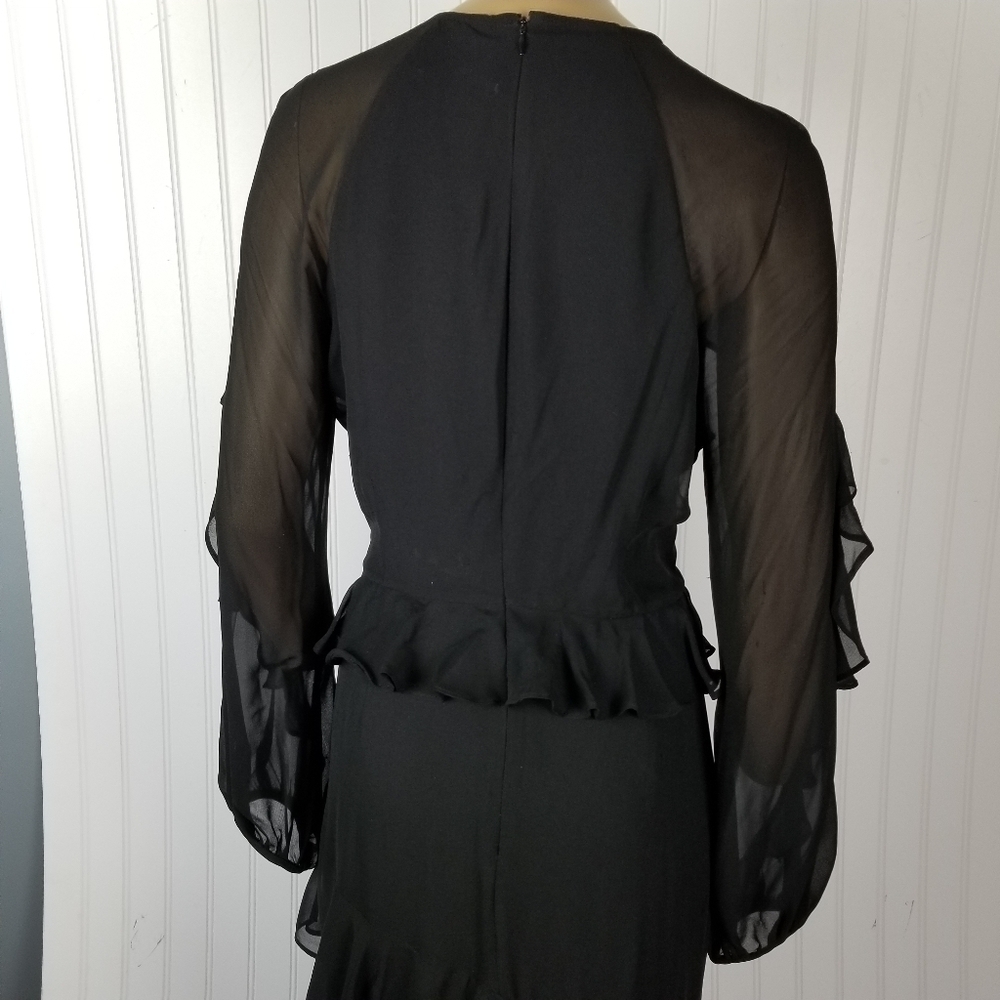Cooper St Tiered Dress Size 10 Black Lined Asymmetric Long Sleeve Sleeve Ruffles - Picture 11 of 12